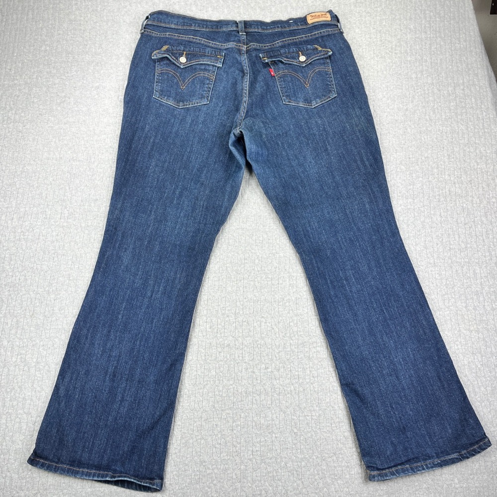 Levi's 515 Boot Cut Jeans Women 35X29 Dark Wash Blue Flap Pocket high-rise